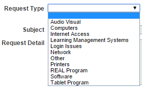 HelpDesk - Request Type options